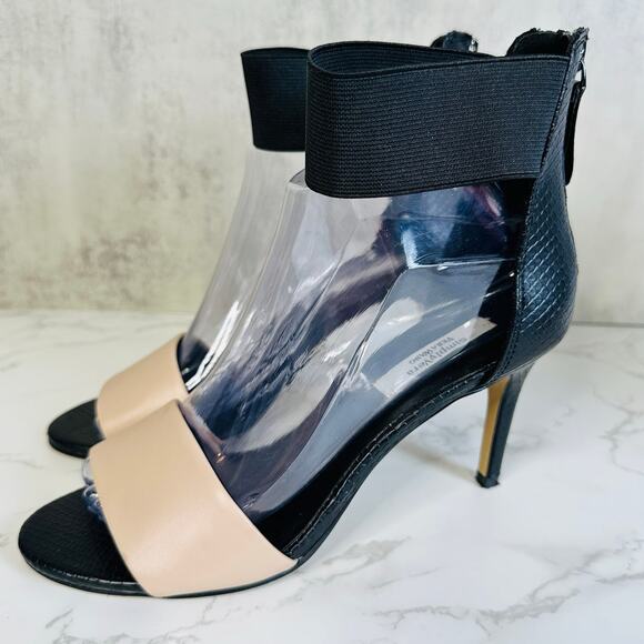 Simply Vera Vera Wang Sandals Black Tan Womens Sz 7 Ankle Strap Heels Dress Shoe - Picture 7 of 12